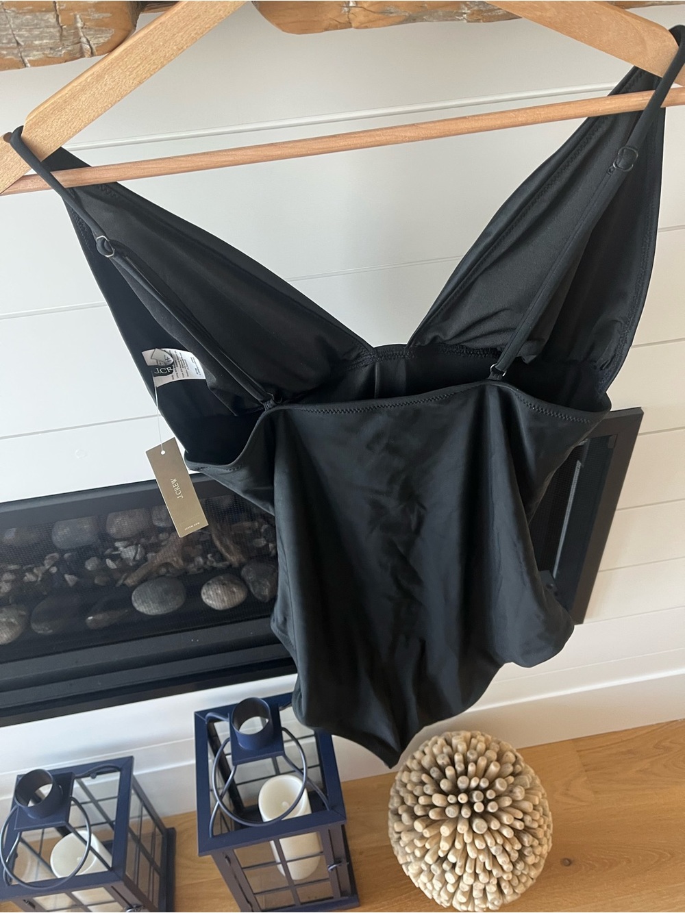 NWT's JCREW Black V-Neck One-Piece Swimsuit - Women's ruched one piece - Picture 5 of 7